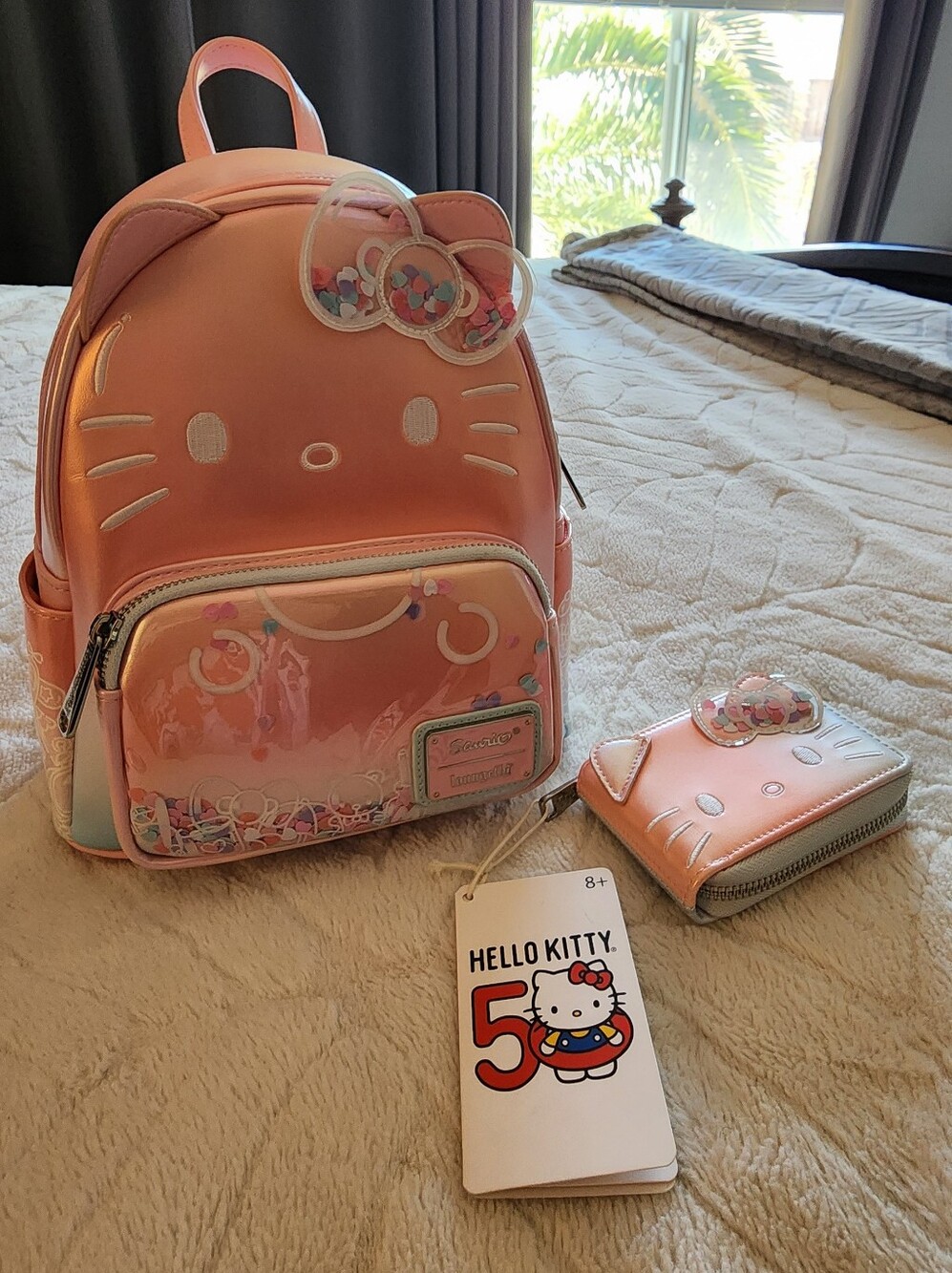 Loungefly Hello Kitty Pink Shiny Mini Backpack with Matching Wallet